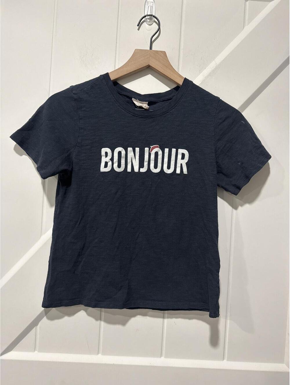 5 à 7 Navy 'Bonjour' Graphic T-Shirt Size Small